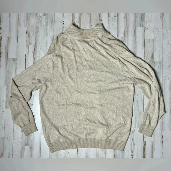 Joseph Abboud Joe Sweater Shirt Men XL Beige Quarter Neck Zip Classic Cotton - Picture 11 of 13